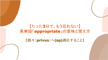 【語源も分かって、忘れない】英単語「appropriate」の意味と覚え方【個々（privus）へ(ap)適応すること】