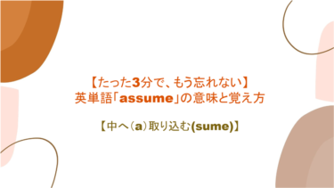 【語源も分かって、忘れない】英単語「assume」の意味と覚え方【中へ（a）取り込む(sume)】