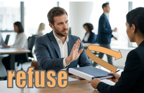 refuse 相手の提案を断る姿のイメージ図
