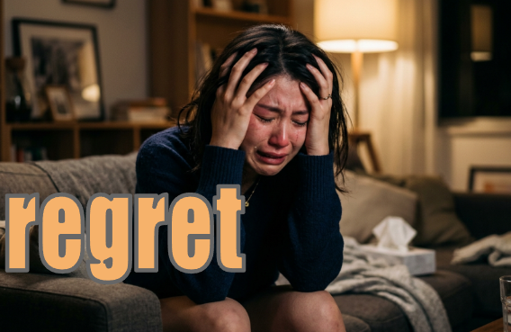 regret 泣き崩れて後悔する人のイメージ図