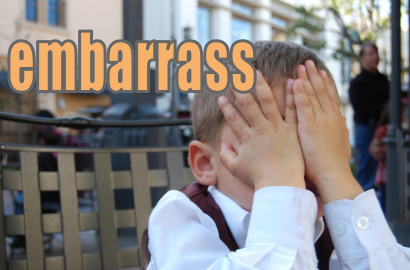 embarrass 思わず顔を覆ってしまうような恥ずかしさのイメージ図