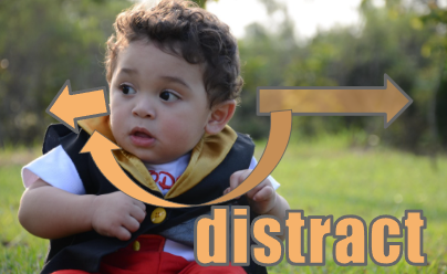 distract 意識を本来の方向から逸らす イメージ図