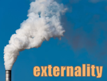 externality　工場排煙による負の経済効果　イメージ図