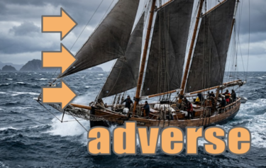 【語源も分かって、忘れない】英単語「adverse」の意味と使い方・覚え方・文法解説【ad-(〜の方へ)+vert-(向ける)+-us(〜された)=こちらに向かってぐるりと牙を向け立ちはだかる】