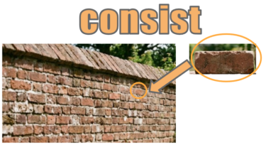 【語源も分かって、忘れない】英単語「consist」の意味と使い方・覚え方・文法解説【con- (ともに)+sist(立つ)=集まって立ち止まる】