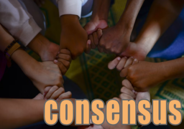 consensus　皆の心を一つにまとめる　イメージ図